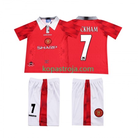 Billiga Fotbollströjor Manchester United BECKHAM 7 Retro Barn Hemma tröja 1996 1997 Kortärmad